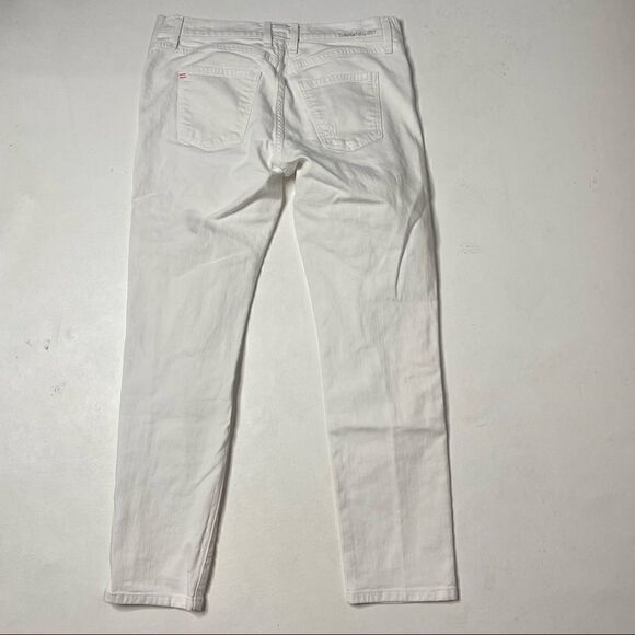 Current Elliott | Factory Distressed White Denim Skinny Jeans - Picture 6 of 7